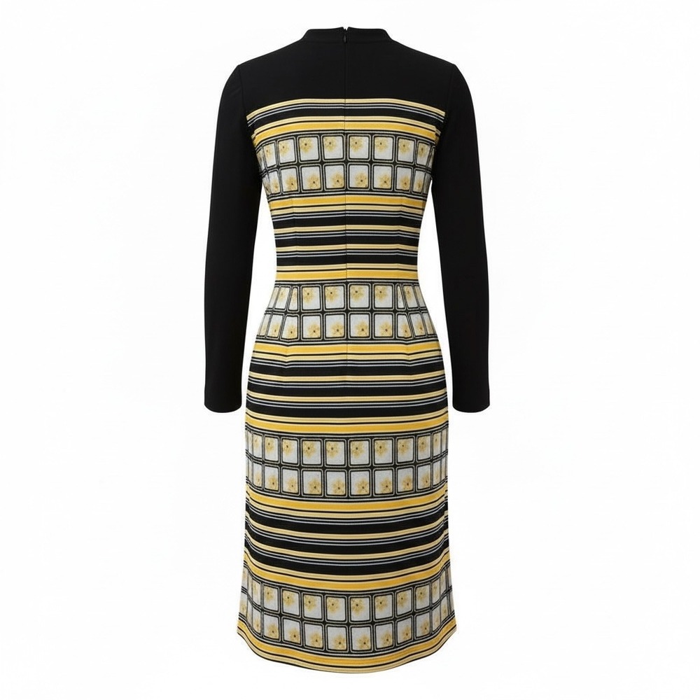 Rare 60s Kay Windsor "The Look You Love" Mod Knit Dress - Bold Graphic Print Med